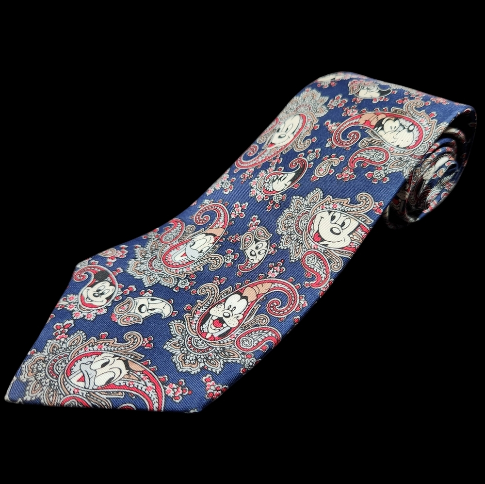 Vintage Disney Paisley Silk Balacine The Tie Works Blue Red Made In The Usa